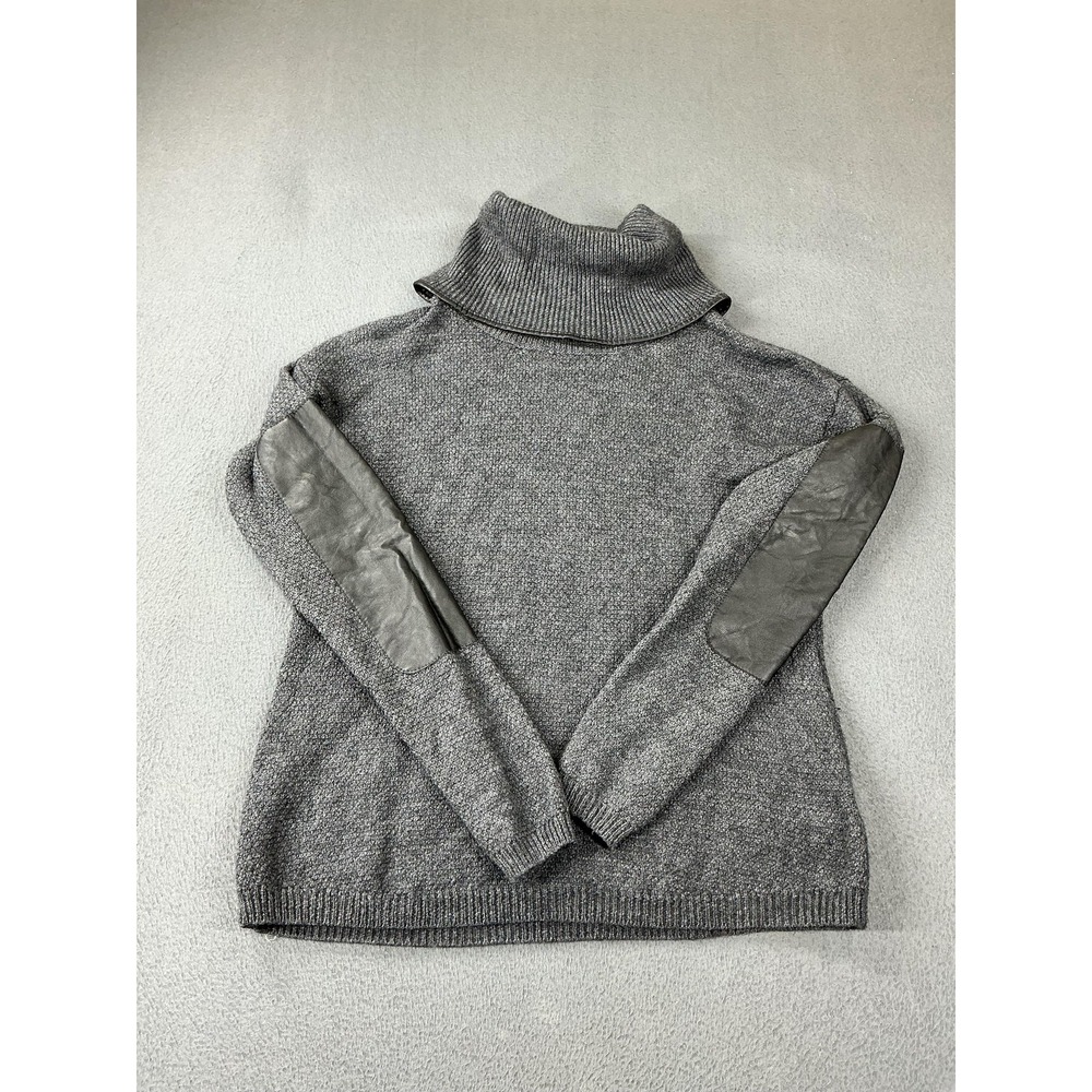 Max Studio Sweater Womens S Gray Acrylic Wool Turtleneck Pullover Chunky-Knit